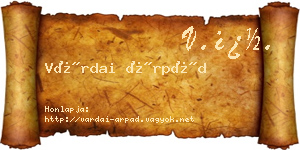 Várdai Árpád névjegykártya
